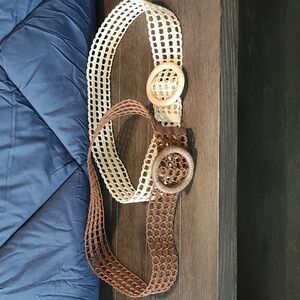 Pink Lily Brown and Cream Braided Belts-Approx 42 inches